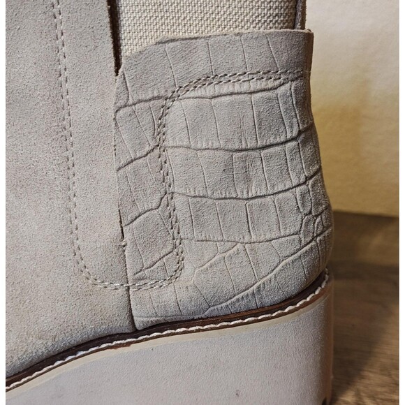 Dolce Vita Boots Womens Size 8.5 Ivory Suede Chelsea Wedge Lug Sole Pull On - Picture 6 of 16